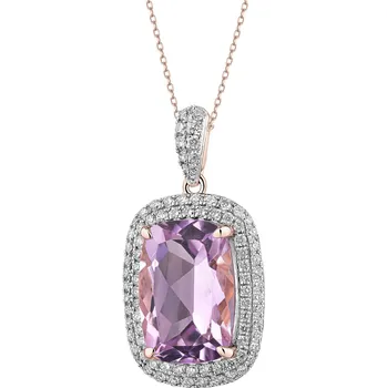 Přívěsek Přívěsek z růžového zlata s brilianty a ametystem - ryzost 585 - 194.198