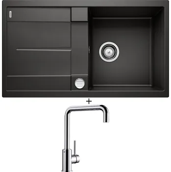 Granitový dřez Granitový dřez SET Blanco METRA 5 S černá + excentrické ovládání + Blanco MILI chrom 519413