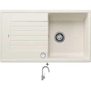 Kuchyňský dřez Granitový dřez SET Blanco ZIA 5 S bílá soft s excentrem + Blanco MIDA-S chrom 521454