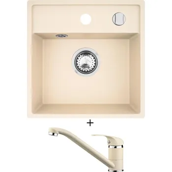 Granitový dřez SET Pyramis CAMEA MINI (40x40) 1B vanilka + Pyramis ASALIA vanilka