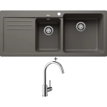 Granitový dřez Granitový dřez SET Blanco NAYA 8 S šedá vulkán 527315 + Blanco MIDA chrom 517742