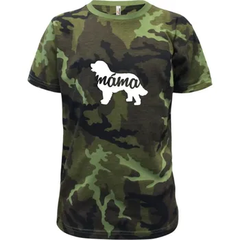 Chlapecké tričko Bernský salašnický pes máma obrys - Dětské maskáčové triko - 134 cm/8 let ( Zelený maskáč )