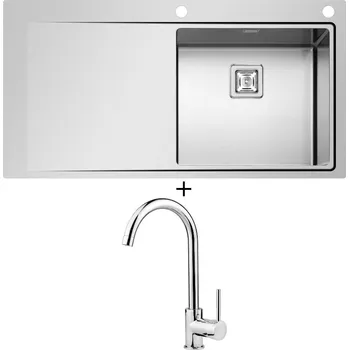 Granitový dřez Nerezový dřez SET Pyramis OLYNTHOS (100x52) 1B 1D RH + Deante ASTER 062 M chrom