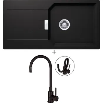 Granitový dřez Granitový dřez SET Schock MANHATTAN D-100L Nero + Deante NEO LUNO BOC N72M černá matná