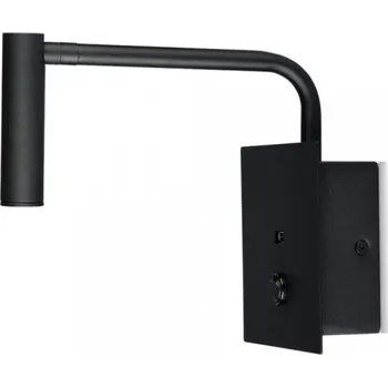 Nástěnné svítidlo LED HOTELOVÉ NÁSTĚNNÉ SVĚTLO S VYPÍNAČEM A USB, 3W, 150LM, ČERNÁ, 3000K