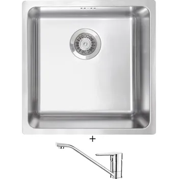 Kuchyňský dřez Nerezový dřez SET Deante EGERIA ZPE 010B nerez + Deante CORIO BFC 060M chrom