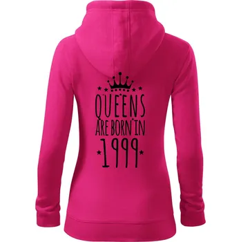 Dámská mikina Queens are born in 1999 - Dámská mikina trendy zipper s kapucí - M ( Purpurová )