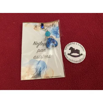 HandMade by VeJa Dárková karta - Nejlepší pan asistent s přívěškem