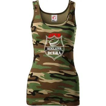 Dámské tričko Hokejová dcera - puk - Dámské Maskáčové tílko - XS ( Hnědý maskáč )