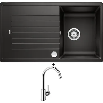 Kuchyňský dřez Granitový dřez SET Blanco ZIA 45 SL černá + excentrické ovládání + Blanco MIDA chrom 517742