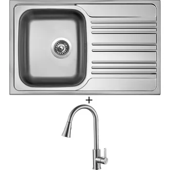 Nerezový dřez Nerezový dřez SET Sinks STAR 780 V nerez matný + Laveo BONA BAB 269U nerez