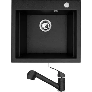Granitový dřez Granitový dřez SET Pyramis SIROS (57x51,5) 1B černá + Pyramis FIDO černá