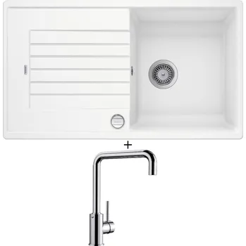 Kuchyňský dřez Granitový dřez SET Blanco ZIA 5 S bílá s excentrem + Blanco MILI chrom 519413