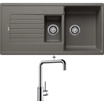 Granitový dřez Granitový dřez SET Blanco ZIA 6 S šedá vulkán 527390 + Blanco MILI chrom 519413