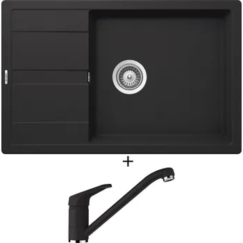 Granitový dřez Granitový dřez SET Schock MANHATTAN D-100LS Nero + Schock COSMO 525001 Nero