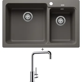 Granitový dřez Granitový dřez SET Blanco NAYA 8 šedá vulkán 527313 + Blanco MILI chrom 519413