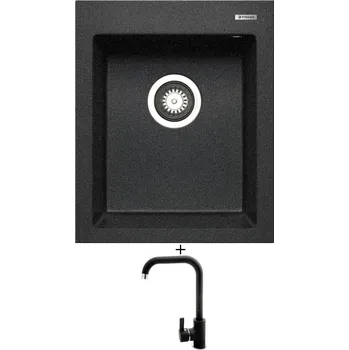 Granitový dřez Granitový dřez SET Pyramis ISTROS (41x50) 1B černá + Pyramis SILVIO černá