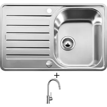 Nerezový dřez SET Blanco LANTOS 45 S IF Compact nerez kartáčovaný s excentrem 519059 + Blanco MIDA-S chrom 521454