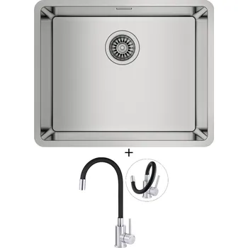 Nerezový dřez Dřez pod desku SET Teka BE LINEA RS15 50.40 X nerez + Deante NEO LUNO BOC B720 nerez