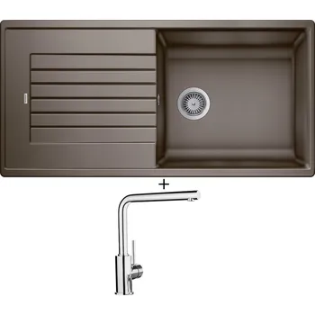 Kuchyňský dřez Granitový dřez SET Blanco ZIA XL 6 S kávová 517577 + Blanco MILA chrom 519414