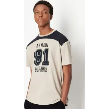 Pánské tričko Armani Exchange 6LZTLGZJGAZ pánské tričko béžové