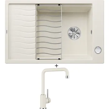 Granitový dřez Granitový dřez SET Blanco ELON XL 6 S bílá soft + excentrické ovládání + Blanco MILI bílá soft 527461