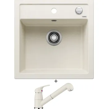 Kuchyňský dřez Granitový dřez SET Blanco DALAGO 5 bílá soft s excentrem 527061 + Blanco DARAS-S bílá soft 526937