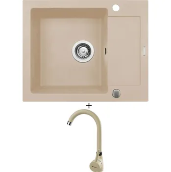 Granitový dřez Granitový dřez SET Pyramis MIDO (62x50) 1B 1D béžová + Pyramis BELLO béžová