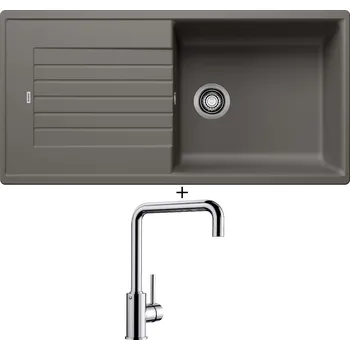 Kuchyňský dřez Granitový dřez SET Blanco ZIA XL 6 S šedá vulkán 527400 + Blanco MILI chrom 519413