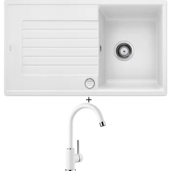 Granitový dřez Granitový dřez SET Blanco ZIA 45 SL bílá + excentrické ovládání + Blanco MIDA bílá 519418