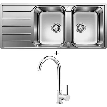 Nerezový dřez SET Blanco LEMIS 8 S-IF nerez kartáčovaný s excentrem 523037 + Deante ASTER 062 M chrom