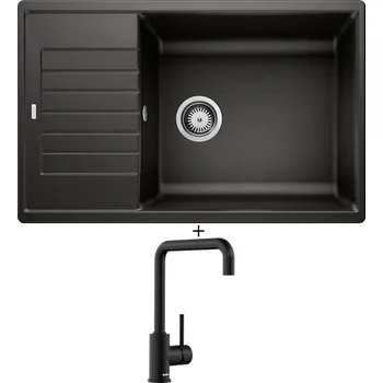 Kuchyňský dřez Granitový dřez SET Blanco ZIA XL 6 S Compact černá 526019 + Blanco MILI černá matná 526665