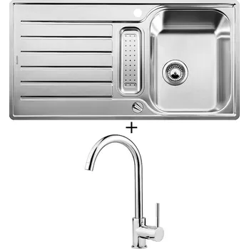 Nerezový dřez Nerezový dřez SET Blanco LANTOS 5 S-IF nerez kartáčovaný 517281 + Deante ASTER 062 M chrom