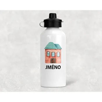 Sklenice Domovi Hliníková láhev se jménem Dům - sportovní víčko 500ml