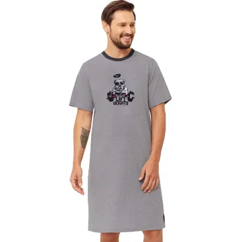 Pánské pyžamo Pánská noční košile Peter 1334/32 HOTBERG Barva/Velikost: šedá melír / M