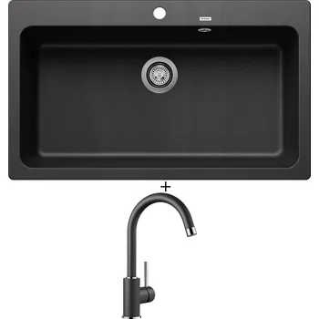 Granitový dřez Granitový dřez SET Blanco NAYA XL 9 antracit 521811 + Blanco MIDA antracit 519415