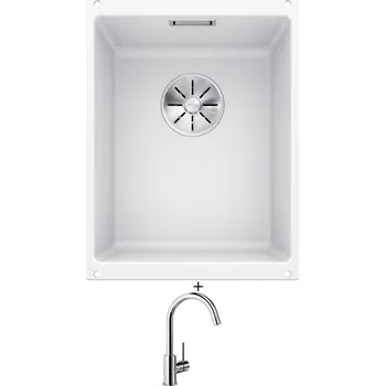 Kuchyňský dřez Dřez pod desku SET Blanco SUBLINE 320-U bílá 523410 + Blanco MIDA chrom 517742