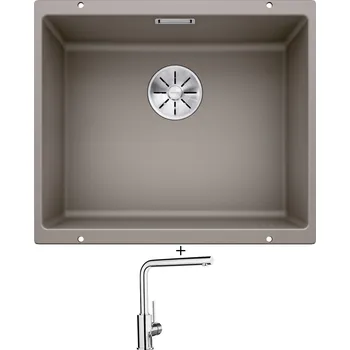 Granitový dřez Dřez pod desku SET Blanco SUBLINE 500 U tartufo 523439 + Blanco MILA chrom 519414