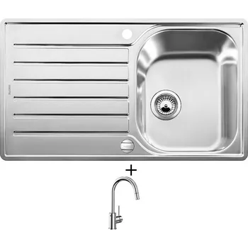 Nerezový dřez Nerezový dřez SET Blanco LANTOS 45 S-IF Salto nerez kartáčovaný s excentrem 519707 + Blanco MIDA-S chrom 521454