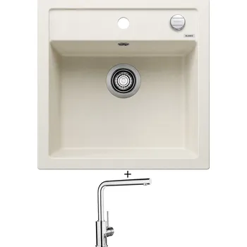 Granitový dřez Granitový dřez SET Blanco DALAGO 5 bílá soft s excentrem 527061 + Blanco MILA chrom 519414