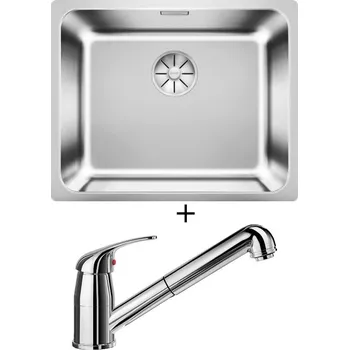 Dřez pod desku SET Blanco SOLIS 500-U nerez kartáčovaný 526122 + Blanco DARAS-S chrom 517731