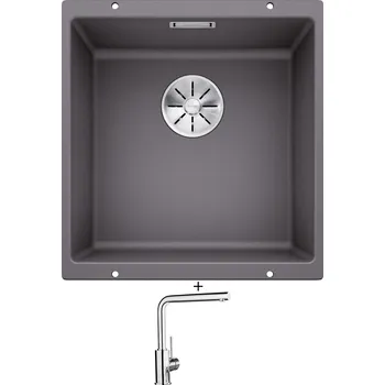 Kuchyňský dřez Dřez pod desku SET Blanco SUBLINE 400 U šedá skála 523423 + Blanco MILA chrom 519414