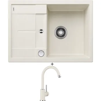 Kuchyňský dřez Granitový dřez SET Blanco METRA 45 S Compact bílá soft + excentrické ovládání + Blanco MIDA bílá soft 526966