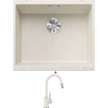 Granitový dřez Dřez pod desku SET Blanco SUBLINE 500 U bílá soft 527170 + Blanco MIDA-S bílá soft 526968