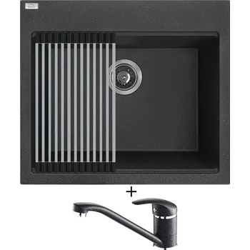 Granitový dřez Granitový dřez SET Laveo TAU SBT 710Y černá + rolovací odkapávač + Laveo IGA BGG 760D černá
