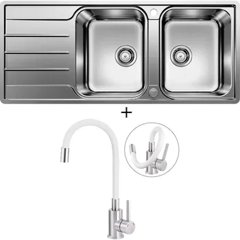 Nerezový dřez Nerezový dřez SET Blanco LEMIS 8 S-IF nerez kartáčovaný s excentrem 523037 + Deante NEO LUNO BOC W720 nerez