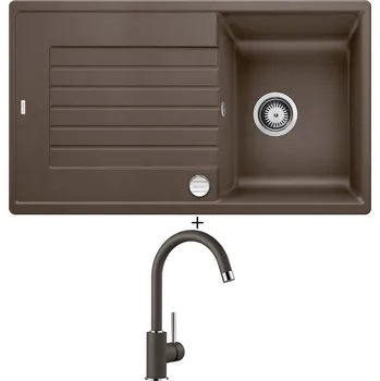 Granitový dřez Granitový dřez SET Blanco ZIA 45 SL kávová + excentrické ovládání + Blanco MIDA kávová 519423