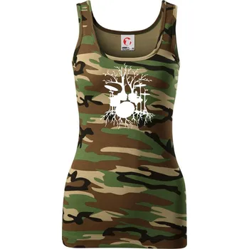 Dámské tričko Bubeník strom - Dámské Maskáčové tílko - S ( Hnědý maskáč )