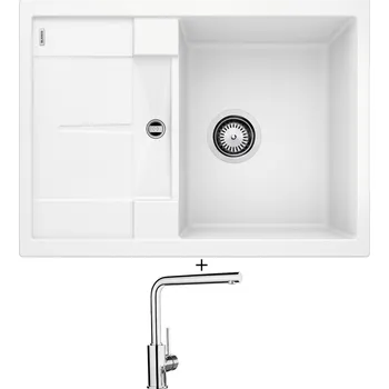 Kuchyňský dřez Granitový dřez SET Blanco METRA 45 S Compact bílá 519565 + Blanco MILA chrom 519414