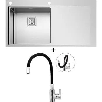 Kuchyňský dřez Nerezový dřez SET Pyramis OLYNTHOS (100x52) 1B 1D LH + Pyramis FLESSI černá